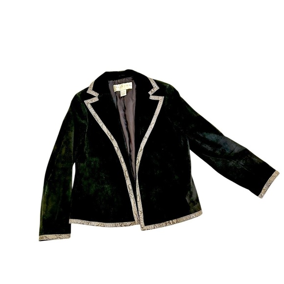 Doncaster Black suede leather suede lined Jacket python print Trim size 8 - Picture 2 of 9